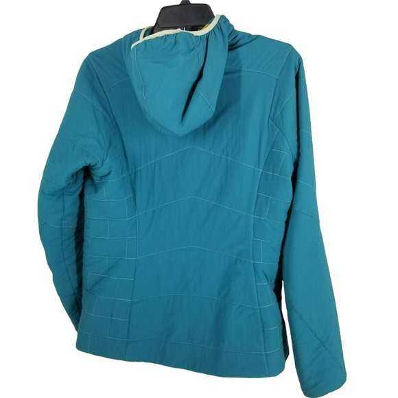 Patagonia Womens M Medium Teal Nano Air Hoody Jacket Coat Yellow Lining Quilted - Picture 4 of 12
